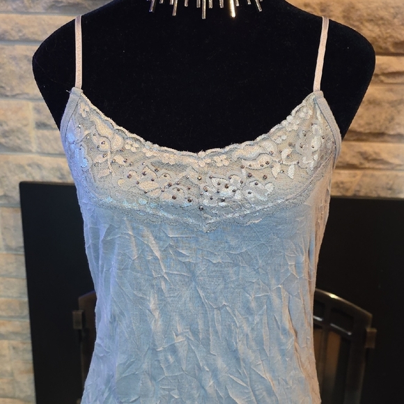 Maurices Silver Lace Trim & Silver Studded Neckline Camisole. Size Small - Picture 2 of 7